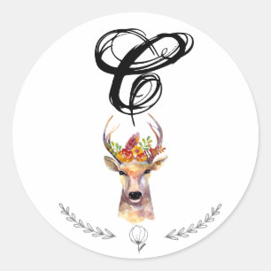 Adesivo 20 - 1.5 Envelope Seal boho cervo buck Head Browni