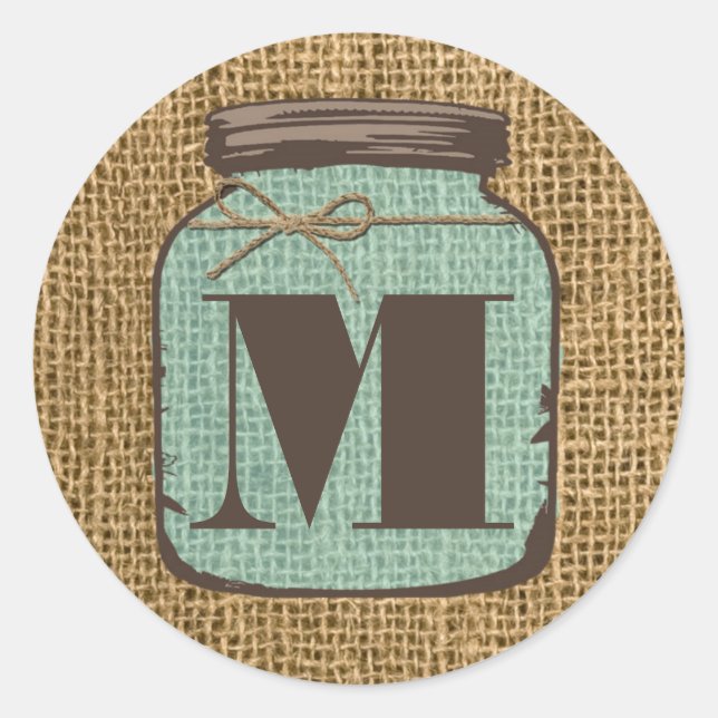 Adesivo 20 - 1.5 Envelope Seal Mason Jar Burlap Country (Frente)