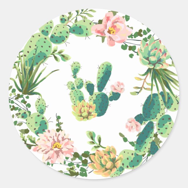 Adesivo 20 - 1.5 Envelope Selo Boêmiano Suculentes De Cact (Frente)