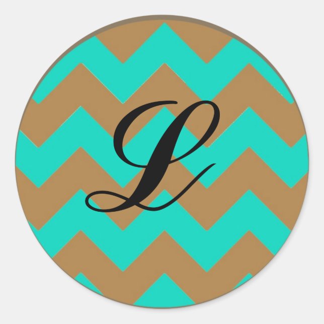 Adesivo 20 - 1.5 Envelope Selo Chevron Brown & Seafoam (Frente)