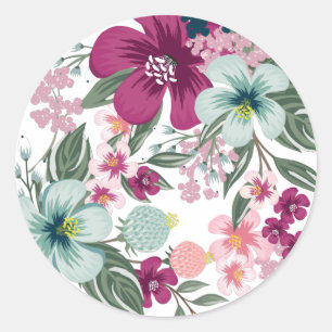 Adesivo 20 - 1.5 Envelope Selo de Flores Tropicais em Bran