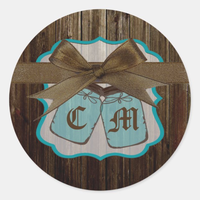 Adesivo 20 - 1.5 Envelope Selo Mason Jar Iniciais Rustic (Frente)