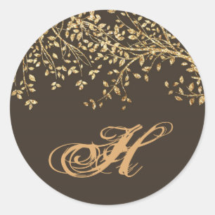 Adesivo 20 - 1.5 Envelope Selo Ouro Folha de outono Árvore