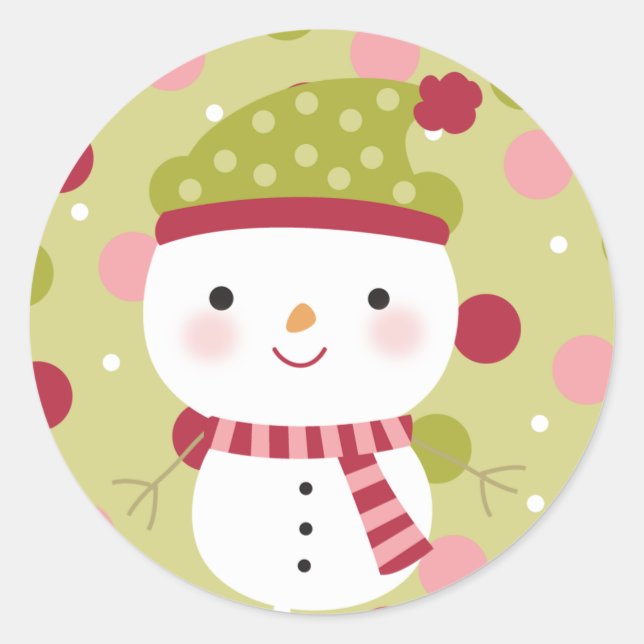 Adesivo 20 - 1,5" Envelope Selo Snowman Frosty Bolinhas B (Frente)