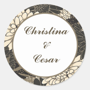 Adesivo 20 - 1,5" Favor Stickers Black Cream Daisies/Carna