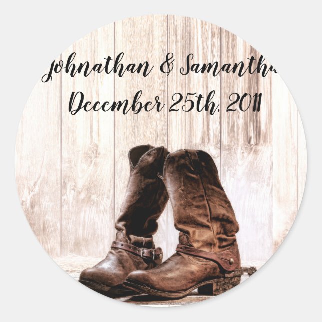 Adesivo 20 - 1,5" Favor Stickers Boots Country Rustic Wes (Frente)