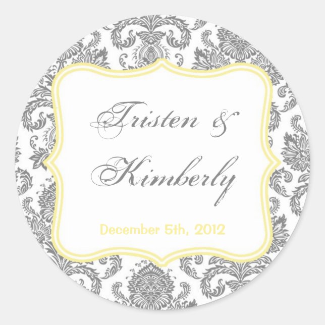 Adesivo 20 - 1,5" Favor Stickers Cinza Lace Amarelo (Frente)