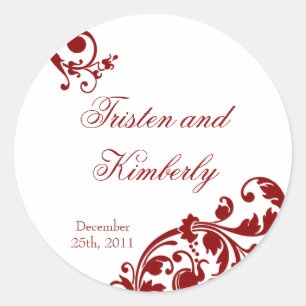 Adesivo 20 - 1,5" Favor Stickers Crimson Red Floral Filig