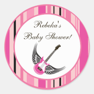 Adesivo 20 - 1,5" Favor Stickers Girly Girl Pink Guitar