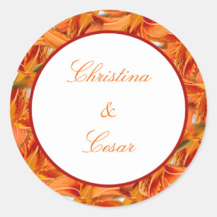 Adesivo 20 - 1,5" Favor Stickers Orange Tiger Lilly w/Stri