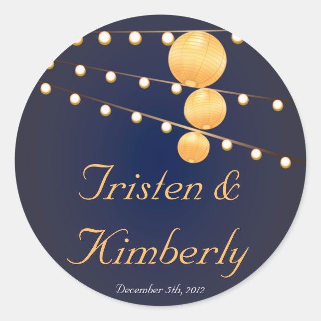 Adesivo 20 - 1,5" Favor Stickers Papel Lanternas Azul (Frente)