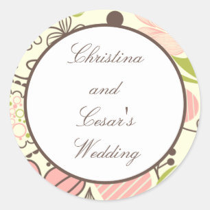 Adesivo 20 - 1,5" Favor Stickers Primavera Rosa/Verde