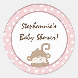 Adesivo 20 - 1,5" Favor Stickers Safari Pink Selva Macaco