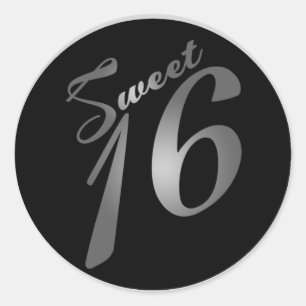 Adesivo 20 - 1,5" Favor Stickers Sweet 16 Silver