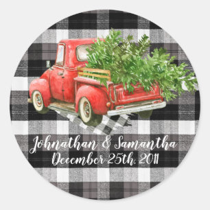 Adesivo 20 - 1,5" Favor Stickers XMAS Caminhão Xadrez Baff