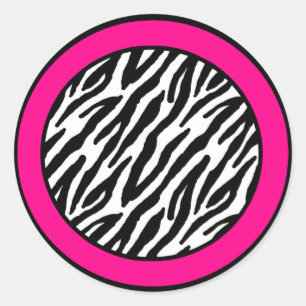 Adesivo 20 - 1,5" impressão da zebra do rosa quente do