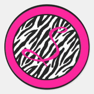 Adesivo 20 - 1,5" impressão da zebra do rosa quente do