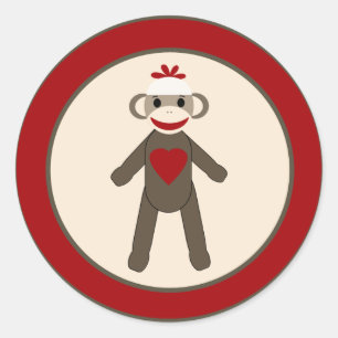 Adesivo 20 - 1,5" macaco vermelho da peúga do selo do