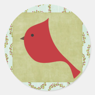Adesivo 20 - 1,5" pássaro cardinal do Natal do selo do