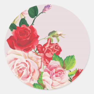 Adesivo 20 - 1,5 Polegadas de envelopes rosa e Rosas verme