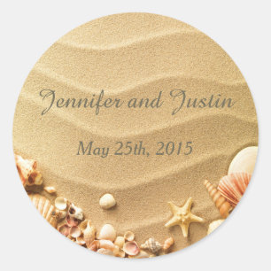 Adesivo 20 - 1,5 Polegadas Envelope Seals Seashell Beach S