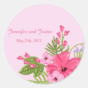 Adesivo 20 - 1,5 Polegar Envelope Selo Rosa Hibiscus Havai