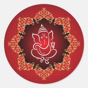 Adesivo 20 - 1,5" senhor Ganesha/vermelho Hindu da