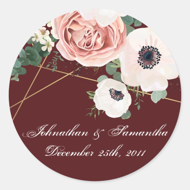 Adesivo 20 - 1,5" Vinho De Jardim Geométrico Vinho De Vinh (Frente)