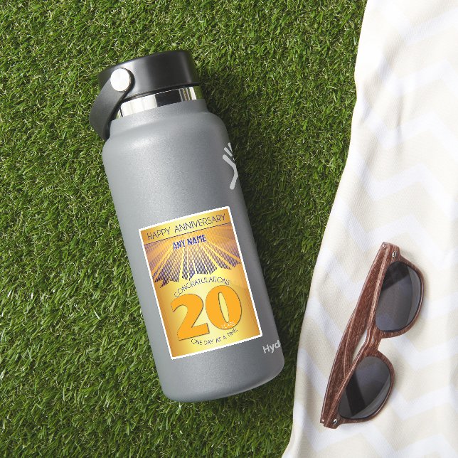 Adesivo 20 Anos | Golden Ray 12 Passos NOME PERSONALIZADO (HydroFlask Insitu)