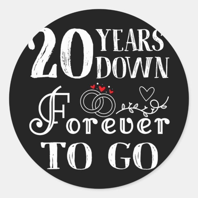 Adesivo 20 Anos Para Ir Para Casal 20 Casando Um (Frente)