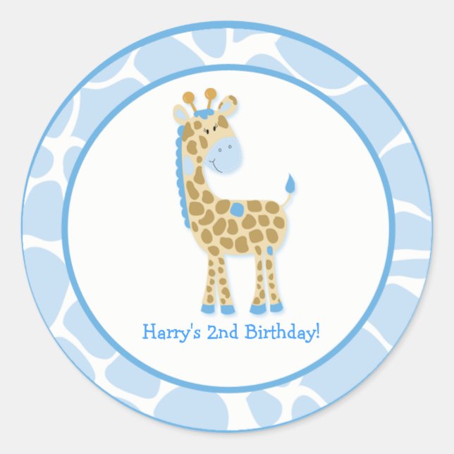 Adesivo 20 Cupcake Personalizável Toppers Jungle Giraffe (Frente)