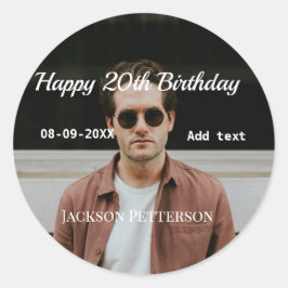 Adesivo 20 de feliz simples data add name mod