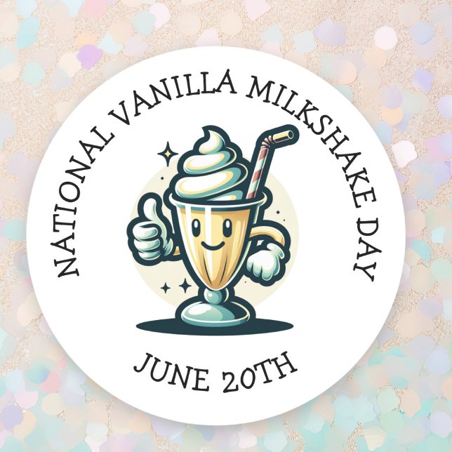 Adesivo 20 de junho do Dia Nacional de Vanilla Milkshake (Criador carregado)