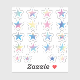 Adesivo 20 Estrelas Pastel Rainbow Holograma Planner
