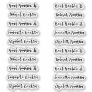 Adesivo 20 Nomes de Convidados Moderno Script Caligrafia N