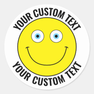 Adesivo 20 Olhos Azuis AMARELOS Felizes Personalizados