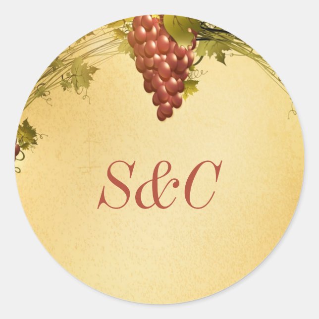 Adesivo 20 Vineyard Wedding Favor Stickers (Frente)