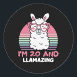 Adesivo 20 Years Old Bday Llamazing 20th Birthday Llama<br><div class="desc">Retro Vintage Style Birthday Gift Design Perfect To Pair With Shorts,  Leggings Or Jeans For A Casual Yet Trendy Look. Humorous Funny Humor Birthday Gift Outfit For Family Member,  Loved One Or Yourself. Matches Loads Of Clothes. GET YOURS TODAY!</div>