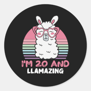 Adesivo 20 Years Old Bday Llamazing 20th Birthday Llama