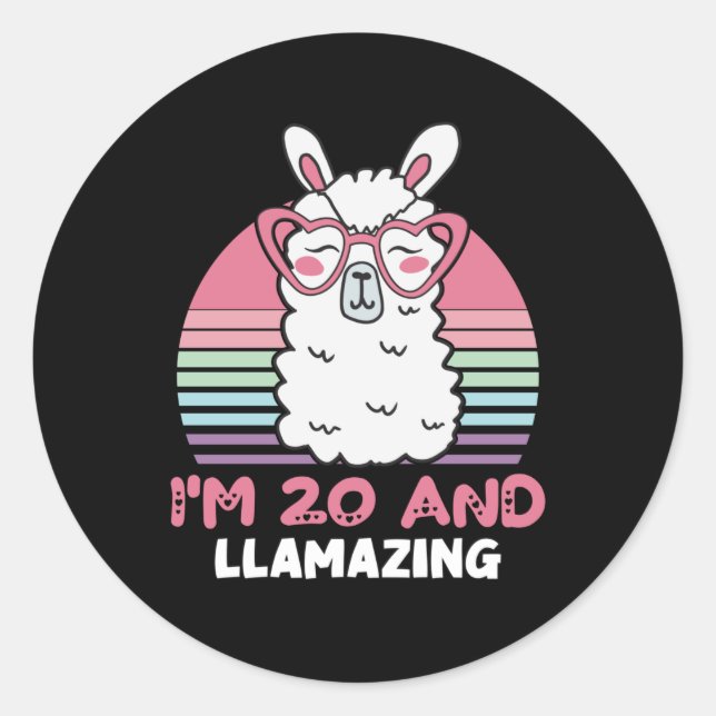Adesivo 20 Years Old Bday Llamazing 20th Birthday Llama (Frente)