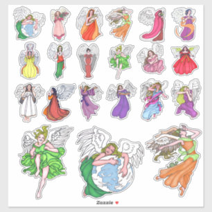 Adesivo 21 caracteres de anjo cortados