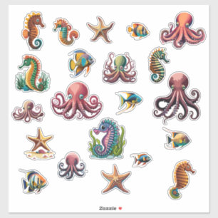 Adesivo 21 Multi Pack Mundo Marinho Peixe Estrela-do-mar e