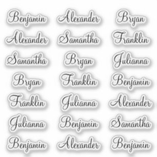 Adesivo 21 Nomes de Convidados Caligrafia Elegante Moderna