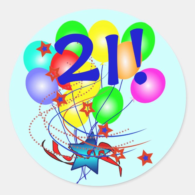 Adesivo 21! Ou Qualquer Balão De Aniversário De Idade Com  (Frente)