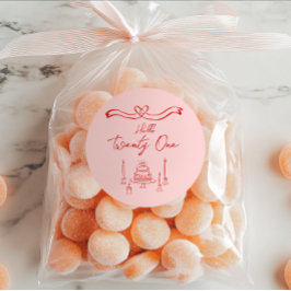 Adesivo 21 ruas, Velas de Bolo Rosa Vermelho, Desenhadas à