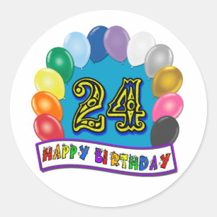 Adesivo 24º aniversário Ofertas com Design de Balões Assor