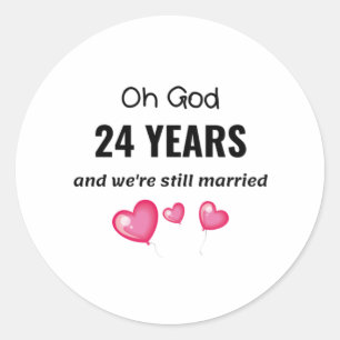 Adesivo 24. º aniversário de casamento Presente engraça