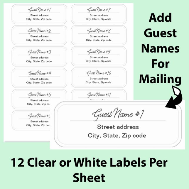 Adesivo 24 Guest Names Clear  Labels (Criador carregado)