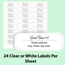 Adesivo 24 Guest Names Clear Return Address Custom Labels