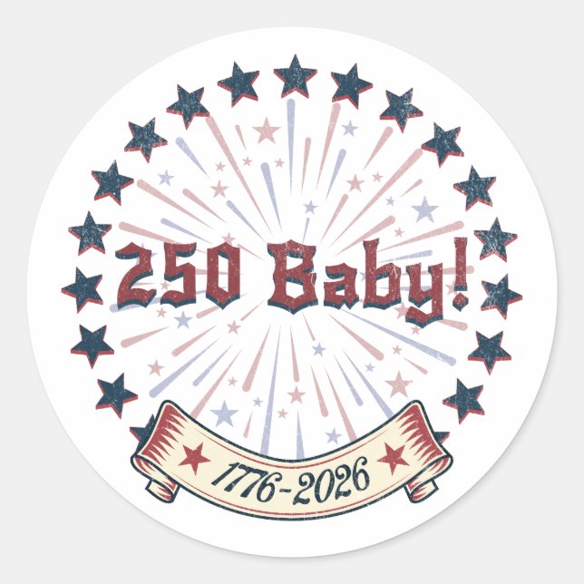 Adesivo 250 Baby America 250 Patriotic Fireworks Design (Frente)